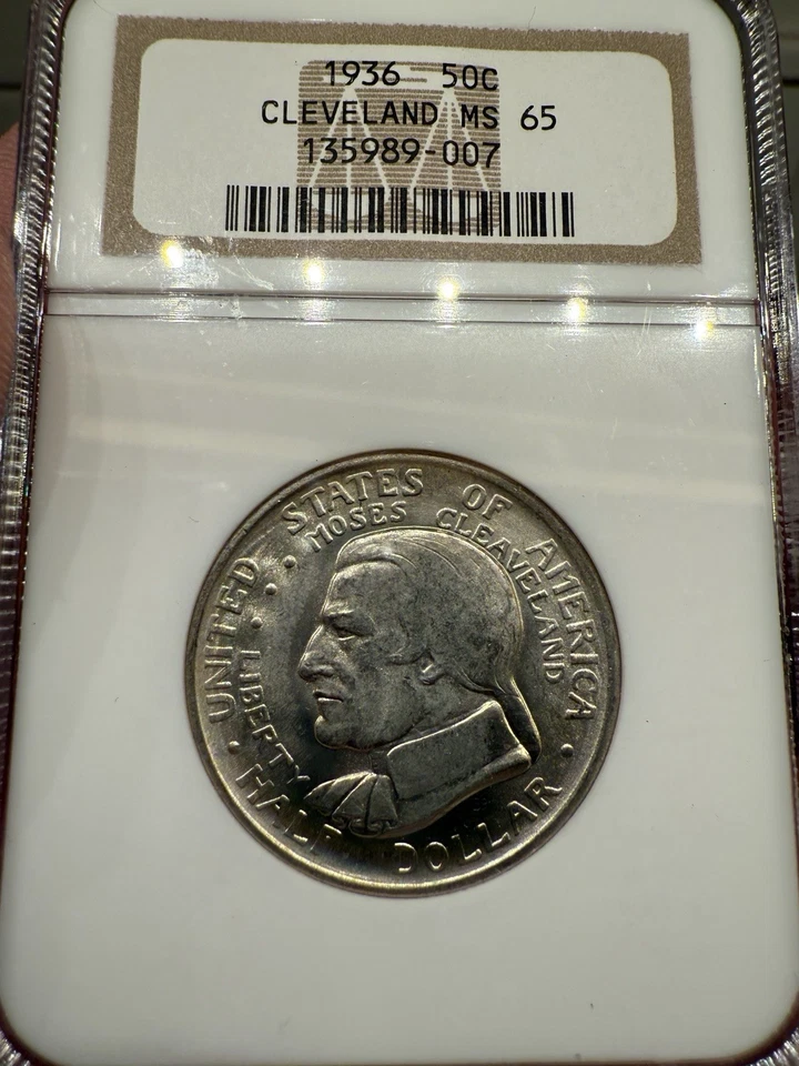 1936 P  50c NGC MS-65 CLEVELAND, Silver - Image 1 of 4