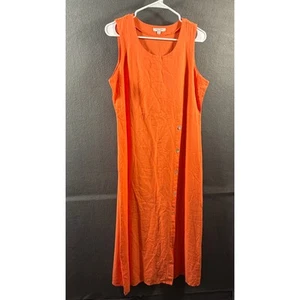 made in italy women linen maxi dress medium orange coastal beach vacation resort - Picture 1 of 6
