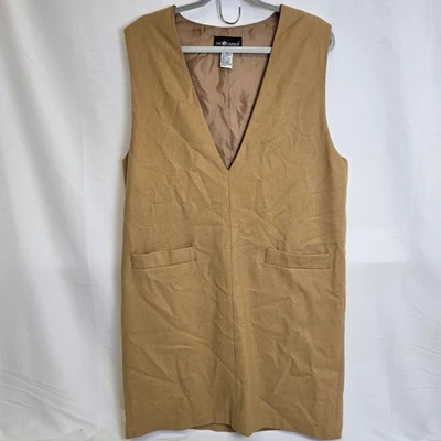 Vestido de lana Sag Harbor otoño/otoño con capas, cuello en V, tostado/marrón, talla 14, defectos Foto 1 de 4