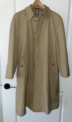 Vintage Trench Rain Coat Size 38 R Khaki Tan w/Wool Removable Liner EUC - Image 1 of 4