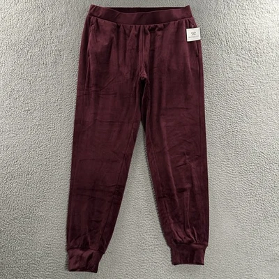 Rafaella Womens Pants Burgundy Size Large Jogger Velour Polyester Blend - Image 1 of 4