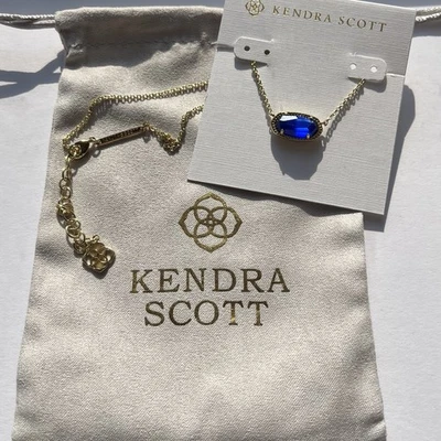 ✨Kendra Scott Elisa Pendant Necklace Cobalt Cats Eye Blue Gold September New 💙 - Image 1 of 4