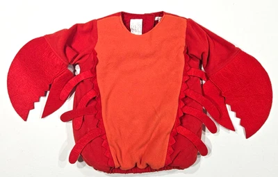 Vintage Pottery Barn Kids Lobster Costume Red Fleece Toddler 2T/3T Missing Hat - Image 1 of 4