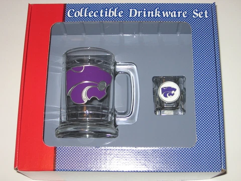 Kansas State Wildcats Glass Tankard Mug & Shot Glass Boilermaker Set FREE S&H!! Cover