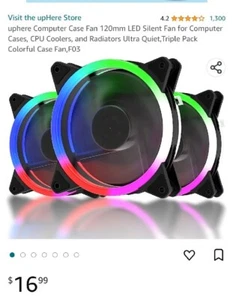 uphere Computer Case Fan 120mm LED Silent Fan for Computer Cases, CPU... - Picture 1 of 8
