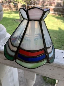Handmade stainglass lampshade Multi Color W/Slag 5.5” Tall 6.5 Wide - Picture 1 of 5