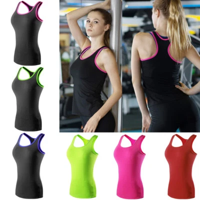 Women Quick Dry Sportswear Tank Tops Athletic Gym Yoga Running Tight Sports Vest - Image 1 of 4