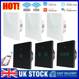 TUYA APP for Alexa Smart Life 1/2/3 Gang EU/UK Touch Panel Wifi LED Light Switch - Picture 1 of 28