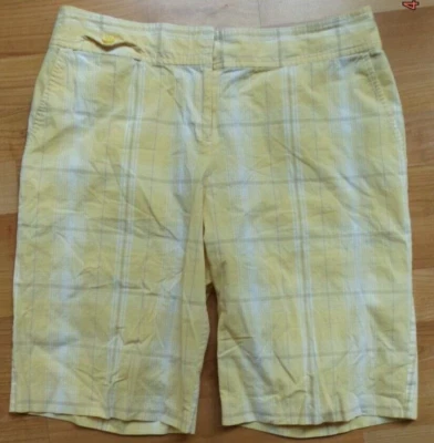 Pantalones Cortos Damas IZOD XFG Talla 8 Amarillo A Cuadros Golf Chino Rendimiento Bolsillos  Foto 1 de 4