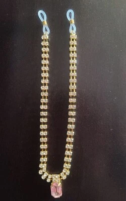 Pink Crystal Sexy Nipple Chain Non Piercing Goth Erotica Faux Rhinestone - Image 1 of 4