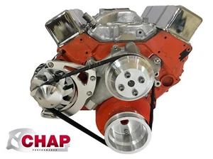 Small Block Chevy  Serpentine Pulley Conversion Kit Alt Only Long WP SBC LWP 1 - Picture 1 of 5