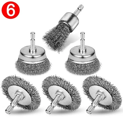 6 Pack Wire Brush Drill Attachment Set Carbon Steel Rust Paint Remover Tool Kit - Image 1 of 4