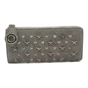 JIMMY CHOO Star Studs Around Zipper Long Wallet Geldbörse Leder Anthrazit Gra... - Bild 1 von 8