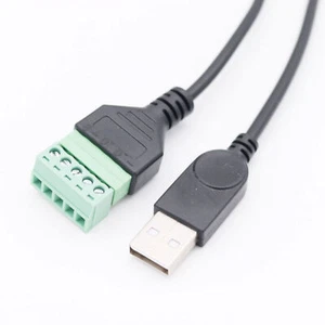 1FT USB A Male to 5 Pin Screw Terminal Connector Plug with Shield Adapter Cable - Picture 1 of 9
