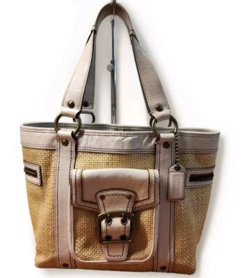 Bolso de Mano Coach Vintage Legacy Cuero Blanco Paja Natural M05K-113 Foto 1 de 4