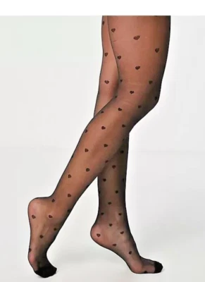 Women's Heart Pattern Tights  Sheer 20 Denier - Image 1 of 2