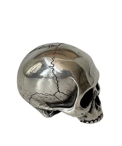 Fine Contemporary .999 Silver Sculpture Skull Paperweight 9.6 ounces - Picture 1 of 7