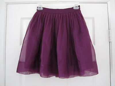 NUEVO CON ETIQUETAS ELIZABETH AND JAMES Berenjena SARAFINA Seda Organza Falda Acampanada, 0, $295 00 Foto 1 de 4