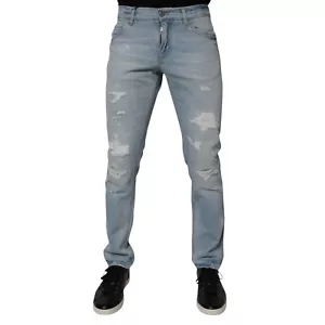 DOLCE & GABBANA Jeans Hellblau Tattered Logo Skinny Denim IT46/W32/S 900usd - Bild 1 von 7