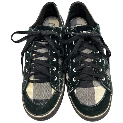 范斯女式US 11黑色水牛格子格子系带运动鞋 — 第 1/4 张图片