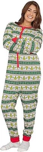 Grinch Family Faces Green & White Christmas Pajama Union Suit Halloween wear - Picture 1 of 9