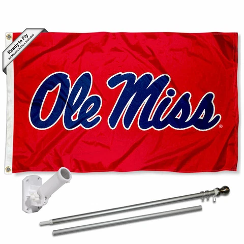 Ole Miss Red Flag Pole and Bracket Gift Set Package Cover