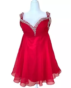 Alyce Paris Fit Flare Dress Sz 4 Formal Heavy Beaded Pageant Chiffon Coquette - Picture 1 of 6