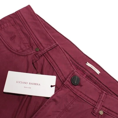 Pantalones informales Luciano Barbera NUEVOS CON ETIQUETAS 5 bolsillos corte jean talla 50 34 EE. UU. en algodón rojo Foto 1 de 4