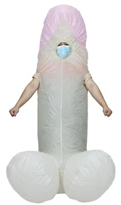White Inflatable Penis Costume Outfit Adult Halloween Dress Up Cosplay Party - Picture 1 of 6