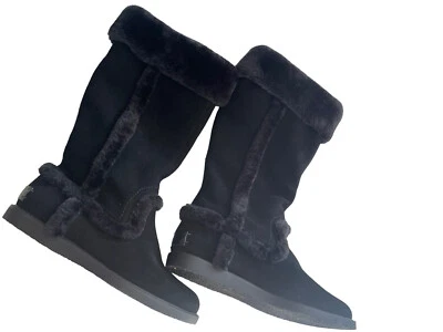 Bass Annabeth Boots Women's 6 M  Black Leather Fleece Lined Mid Calf EUC - Image 1 of 4