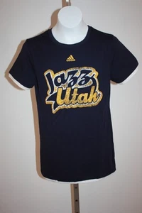 NEW-MENDED Utah JAZZ YOUTH Medium M 10/12 Navy Blue Adidas T-Shirt - Picture 1 of 6