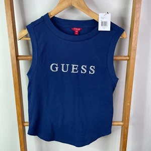 Guess Eliza Tank Top Womens Extra Large Blue Ocean Bottom Sleeveless Cropped NWT - Picture 1 of 10