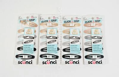 4 packs SCUNCI Click & Grip Barrettes - Assorted Colors - 6 per pack = 24 - Image 1 of 3