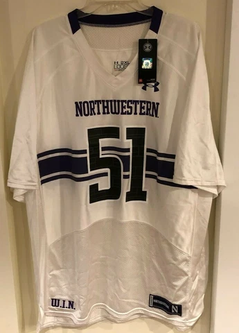 NEW Under Armour NORTHWESTERN WILDCATS #51 Football Jersey 2XL Pat Fitzgerald Cover