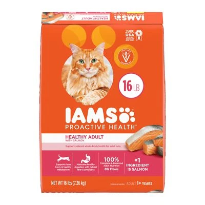 IAMS Proactive Health 16 lb Salmon Dry Cat Food Complete Nutrition for Adults - Image 1 of 4