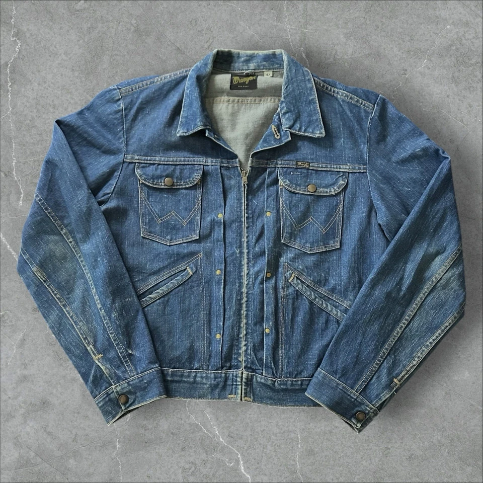 Vintage 1960s Wrangler 24MJZ Denim Jacket Talon Zipper Size 42 Large Rare - Image 1 of 4