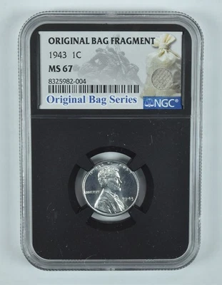 1943 Lincoln Wheat Cent Original Bag Fragment MS67 NGC *0179 - Image 1 of 4