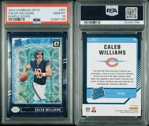 2024 Donruss Optic - Caleb Williams Purple Scope #201 Chicago Bears PSA 10 - Picture 1 of 2