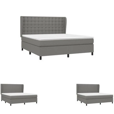 Box Spring Bed with Mattress Dark Grey Fabric Double/Queen Multi Models vidaXL - image 1 of 4
