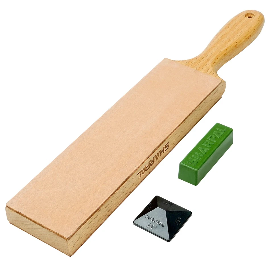 SHARPAL 205H Leather Strop (Genuine Cowhide) 33 x 6cm Kit with 2 Oz. Polishing