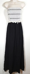 Ella Moss Women Extra Small Maxi Dress Black Raffia Strapless Lined Crochet NEW - Picture 1 of 12