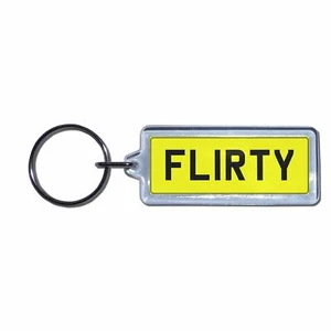 FLIRTY - UK Number Plate Key Ring | Choose Medallion / Plastic / Metal - Picture 1 of 8