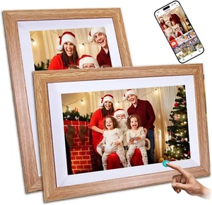 Frameo 10.1” WiFi Digital Photo Frame (Touchscreen, 32GB, Auto-Rotate, Oak Wood) - Picture 1 of 6