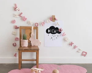 Alphabet garland, Letters garland ABC,Felt, Pink Bunting Kids Nursery Decor Gift - Picture 1 of 7