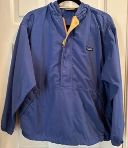 Vintage Patagonia 1990s Made in USA Lightweight Hooded Jacket Blue/Yellow Kids L - Picture 1 of 4