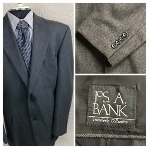 Jos A Banks Mens 48R Dark Gray Traveler's Collection Textured Wool Sport Coat - Picture 1 of 15