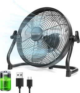Battery Operated Fan, Rechargeable Floor Fan Portable,High Velocity Fan with Met - Picture 1 of 7