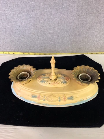 vintage 12" flush mount art deco 2 bulb tin light fixture(BEE3177) Cover