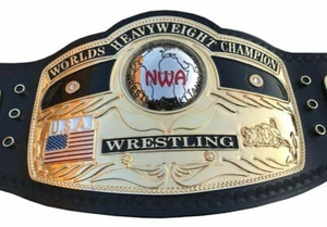 NWA DOMED GLOBE WORLD HEAVYWEIGHT CHAMPIONSHIP BELT BRASS ADULT SIZE REPLICA - Picture 1 of 4