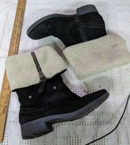 Women's Mossimo Suede Ankle Boots Brown Size 8 Faux Fur - Picture 1 of 8